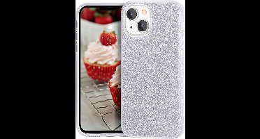 Hoesje Geschikt voor iPhone 13 Pro Hoesje Glitters Siliconen - Glitter Hoesje Geschikt voor iPhone 13 Pro hoesje TPU Case Zilver - Cover