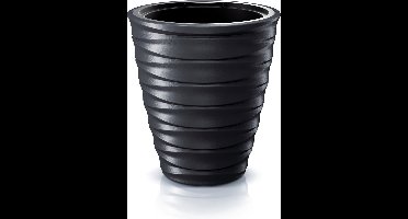 Prosperplast Plantenpot/bloempot Design Waves - buiten/binnen - design kunststof - antraciet - D38 x H38 cm - met binnenpot