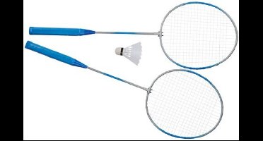 Badminton rackets en shuttle setje - kunststof - blauw - buiten spelen - tennis