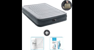 Intex Luchtbed - Twijfelaar - 137 x 191 x 33 cm - Grijs - Inclusief pomp - Hoeslaken en Reparatieset