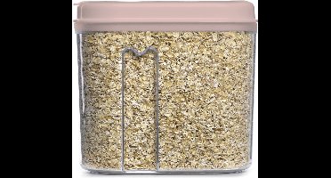 Plasticforte Voedselcontainer strooibus - transparant/lichtroze - 1000 ml - kunststof - 15 x 8 x 14 cm - voorraadpotten