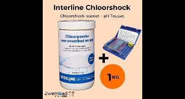 Interline Chloorshock 1 kg - Inclusief chloor en pH Testset - Chloorgranulaat voor zwembad - Chloorshock - Inclusief doseerschema