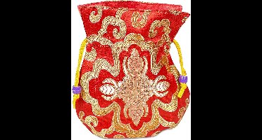 Brokaattasje rood gevoerd - 10X14