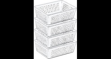 Storage Solutions Organizer/opbergmandje - 4x - kunststof - transparant - 1.2L - 18 x 13 x 6 cm
