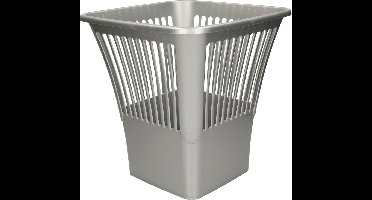 Plasticforte Afvalbak/vuilnisbak - prullenbak - plastic - zilvergrijs - 30 cm - kantoor