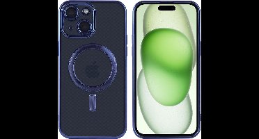 Hoesje Geschikt voor iPhone 15 Magsafe hoes - Lens beschermer – backcover – Transparant / Blauw