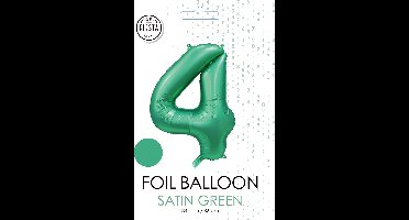 folieballon cijfer 4 mat groen metallic