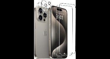 Screenprotector geschikt voor iPhone 15 Pro Max Screen Protector en Camera lens protector/ Tempered glass - Beschermglas - Glasplaatje - 2+2 stuks