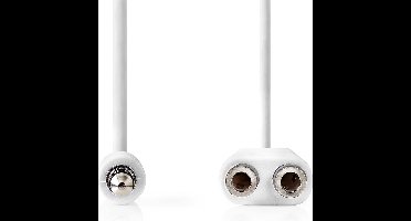 Nedis Stereo-Audiokabel - 3,5 mm Male - 2x 3,5 mm Female - Vernikkeld - 0.20 m - Rond - Wit - Envelop