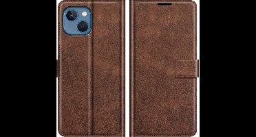 Geschikt voor iPhone 13 mini wallet / portemonnee case hoesje - bruin