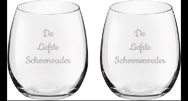 Gegraveerde Drinkglas 39cl De Liefste Schoonvader-De Liefste Schoonmoeder