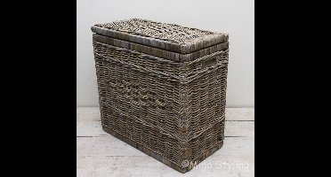 Wasmand duo met sorteervakken-67x35xH65-Riet-Rotan