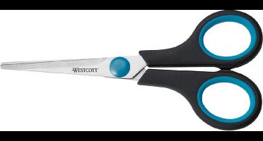 kantoorschaar Easy Grip 13 cm RVS zwart/blauw