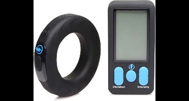 XR Brands Vibrerende en E-Stim Siliconen Cockring + Afstandsbediening black