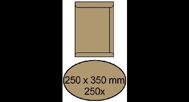 Envelop akte 250x350mm zelfklevend 90gr bruin 250stuks