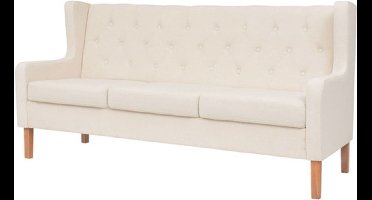 vidaXL - Driezitsbank - stof - crèmewit