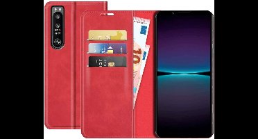 Just in Case hoesje geschikt voor Sony Xperia 1 IV - Hoesje met Pasjeshouder - Luxe Book Case - Rood