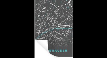 Muurstickers - Sticker Folie - Blauw – Duitsland – Plattegrond – Stadskaart – Kaart – Oberhausen - 20x30 cm - Plakfolie - Muurstickers Kinderkamer - Zelfklevend Behang - Zelfklevend behangpapier - Stickerfolie