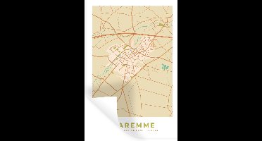 Muurstickers - Sticker Folie - Kaart - Vintage - Retro - Stadskaart - Waremme - Plattegrond - 20x30 cm - Plakfolie - Muurstickers Kinderkamer - Zelfklevend Behang - Zelfklevend behangpapier - Stickerfolie
