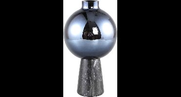 PTMD Petry Vaas - H20 x Ø16 cm - Glas/marmer - Zwart
