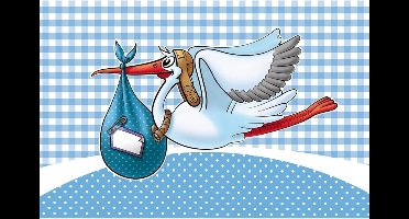 Raamvlag geboorte jongen - blauw - 60 x 90 cm - polyester - kraamversiering - feestartikelen - kraamfeest/babyshower