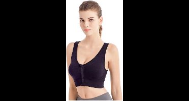 New Age Devi - Sportbeha met Voorsluiting - Sport BH - Verstelbaar - Zwart - L - Let op! Valt klein, bestel minimaal een maat groter.