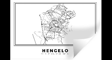 Muurstickers - Sticker Folie - Nederland – Hengelo – Stadskaart – Kaart – Zwart Wit – Plattegrond - 30x20 cm - Plakfolie - Muurstickers Kinderkamer - Zelfklevend Behang - Zelfklevend behangpapier - Stickerfolie