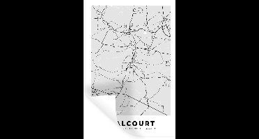 Muurstickers - Sticker Folie - Stadskaart – Plattegrond – België – Zwart Wit – Walcourt – Kaart - 20x30 cm - Plakfolie - Muurstickers Kinderkamer - Zelfklevend Behang - Zelfklevend behangpapier - Stickerfolie