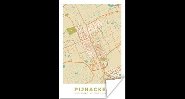 Poster Pijnacker - Stadskaart - Plattegrond - Kaart - Vintage - 20x30 cm