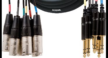 Cordial Intro Multicore jack symm./XLRm 8-voudig, Rean stekker, 5,0m - Analoge multicore kabels