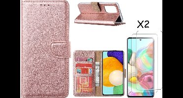 Samsung A53 / A53s hoesje bookcase Rose Goud - Samsung Galaxy A53 5G case portemonnee hoesje - Galaxy A53 book case hoes cover - Samsung A53 screenprotector / tempered glass 2 Pack