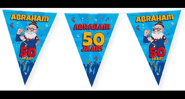 Vlaggenlijn 50 jaar - Abraham - Vlaggetjes - Verjaardag - Versiering - Decoratie - Volwassenen - Heren - Folie - blauw