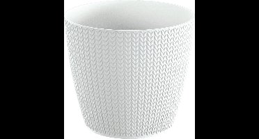 Prosperplast Plantenpot - Wheaty - parel wit - kunststof - D13 x H11 cm - Stijlvol - buiten/binnen