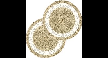 Secret de Gourmet Tafel Placemat - Set van 4x stuks - zeegras naturel - rond - 38 cm - Onderleggers - Ontbijt en Diner