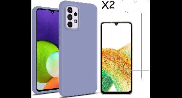 Hoesje Geschikt Voor Samsung Galaxy A33 hoesje silicone soft cover Lila - Hoesje Geschikt Voor Samsung Galaxy A33 5G Silicone colour hoesje - Galaxy A33 case Liquid Nano Silicone cover - A33 Screenprotector 2 pack