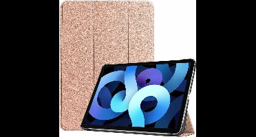 Hoes geschikt voor iPad Air 5 bookcase Rosegoud - Hoes geschikt voor iPad air 2022 hoes 10.9 - Hoes geschikt voor iPad Air 5 smart case Kunstleer - Hoes geschikt voor iPad air 2020 hoes Trifold Smart hoesje