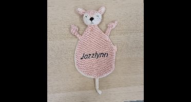 Jollein Knuffeldoekje Deer Pale Pink met naam - knuffeldoekje met geborduurde naam - gepersonaliseerd kraamcadeautje