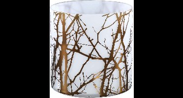 PTMD Virgule Windlicht - H20 x Ø20 cm - Glas - Wit/goud