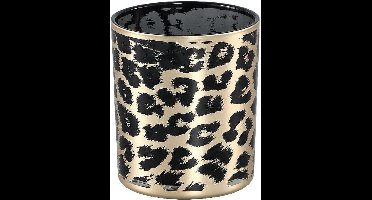 PTMD Desiree Windlicht Cheetah - H10 x Ø9 cm - Glas - Goud