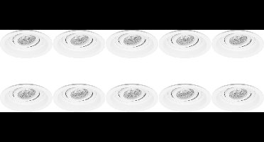 Spot Armatuur 10 Pack - Proma Domy Pro - GU10 Inbouwspot - Rond - Wit - Aluminium - Verdiept - Kantelbaar - Ø105mm