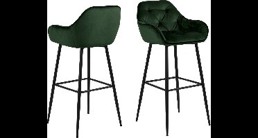 Brick barstoel Velours groen.- set van 2 stuks