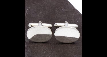 Manchetknopen - Echt Zilver 925 Ovaal Effen Spiegelend Glad