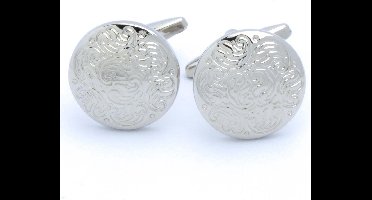 Manchetknopen - Rond Zilverkleurig met Gedraaid Patroon