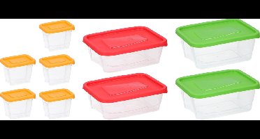 Vershoudbakjes - 9 stuks - transparant - diepvries-, magnetron en vaatwasserbestendig