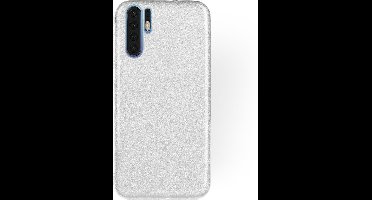 Ntech Hoesje Geschikt voor Huawei P30 Pro Glitter TPU Back Cover Hoesje - Zilver