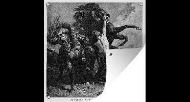 Tuindoek Een antieke illustratie van Achilles en zijn paarden - 100x100 cm