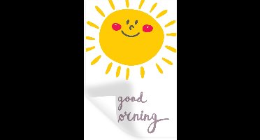 Muurstickers - Sticker Folie - Illustratie met de quote "Good morning" en een lachende zon - 20x30 cm - Plakfolie - Muurstickers Kinderkamer - Zelfklevend Behang - Zelfklevend behangpapier - Stickerfolie