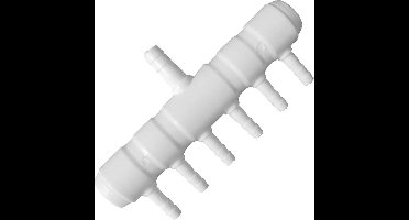 Overig Luchtverdeler kunststof 4 mm, 6 uitgangen zonder kraan, inlaat 9 mm.