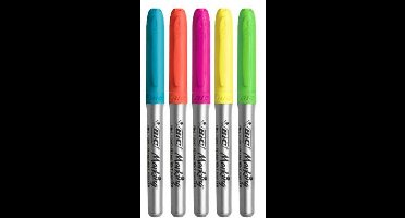 BIC 968410 markeerstift 5 stuk(s) Kegelvormig punt Blauw, Groen, Oranje, Roze, Geel