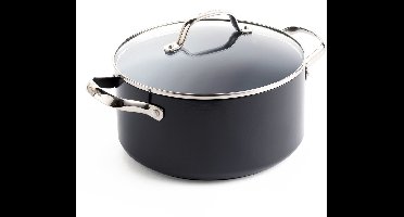 GreenPan Valencia Pro Aluminium Kookpan met deksel Ø24cm - 5.1L - PFAS-vrij - inductie - Ovenbestendig 220 graden - Vaatwasserbestendig - RVS handvaten - Grijs